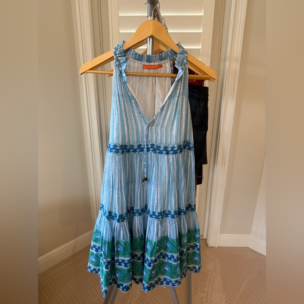 Oliphant Sky Blue and White Ruffle Top Ziggie
